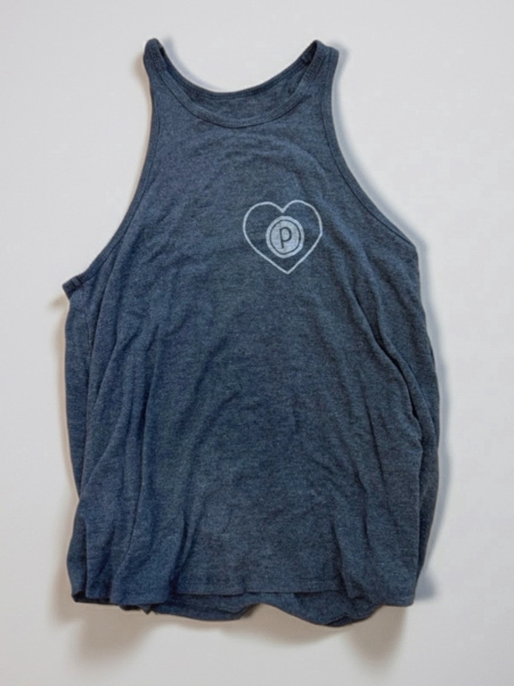 Pure Barre Heart Logo Tank Top S Charcoal High Neck Workout Athleisure Gym EUC